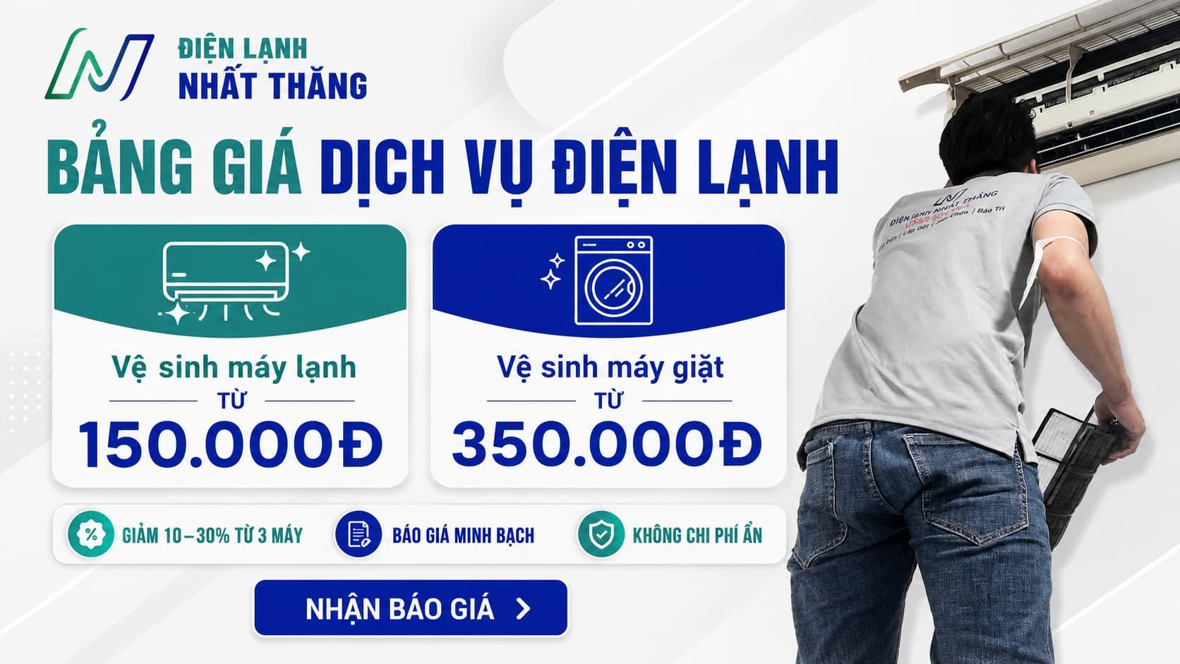 Bảng giá dịch vụ ĐIỆN LẠNH NHẤT THẮNG